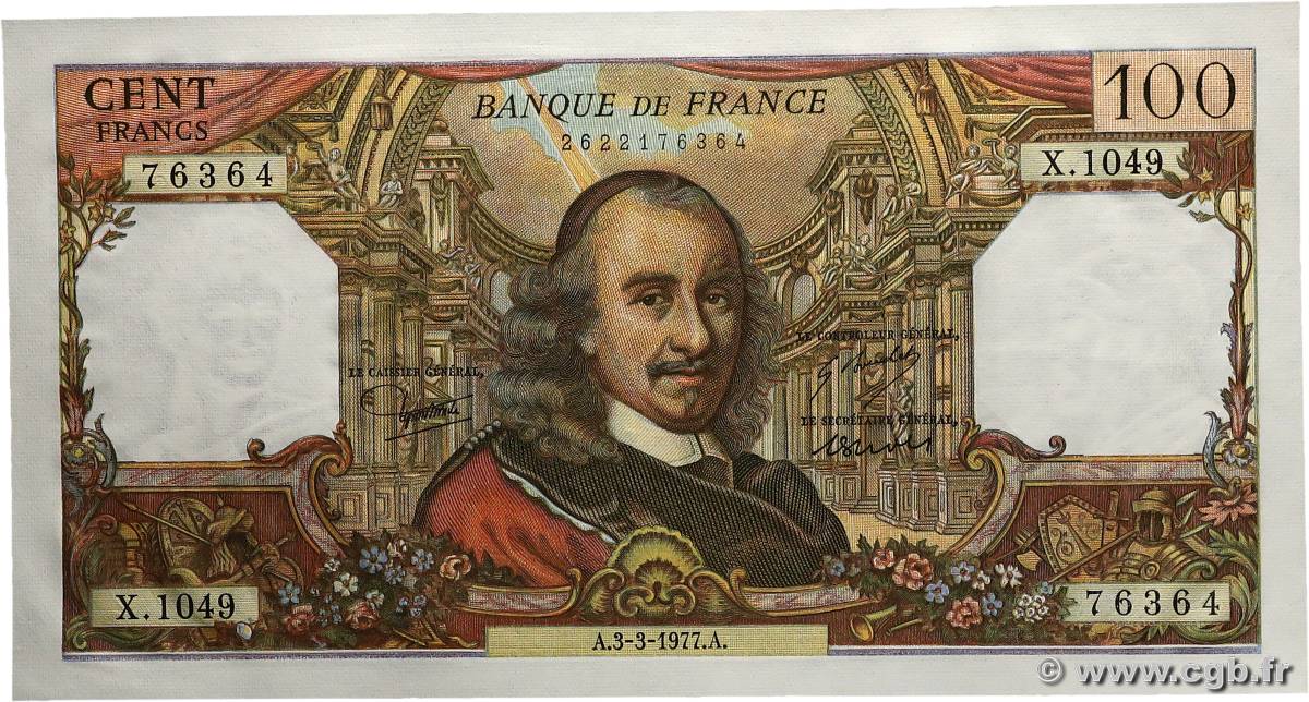 100 Francs CORNEILLE FRANCE  1977 F.65.57 pr.NEUF
