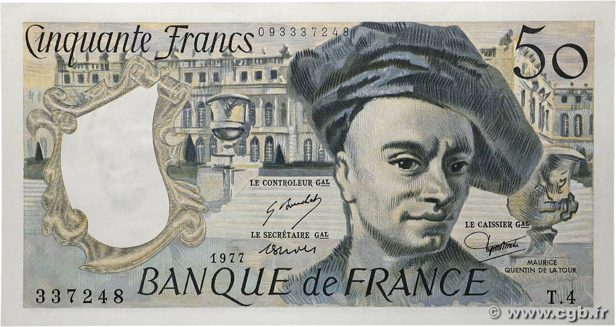 50 Francs QUENTIN DE LA TOUR FRANCE  1977 F.67.02 UNC-