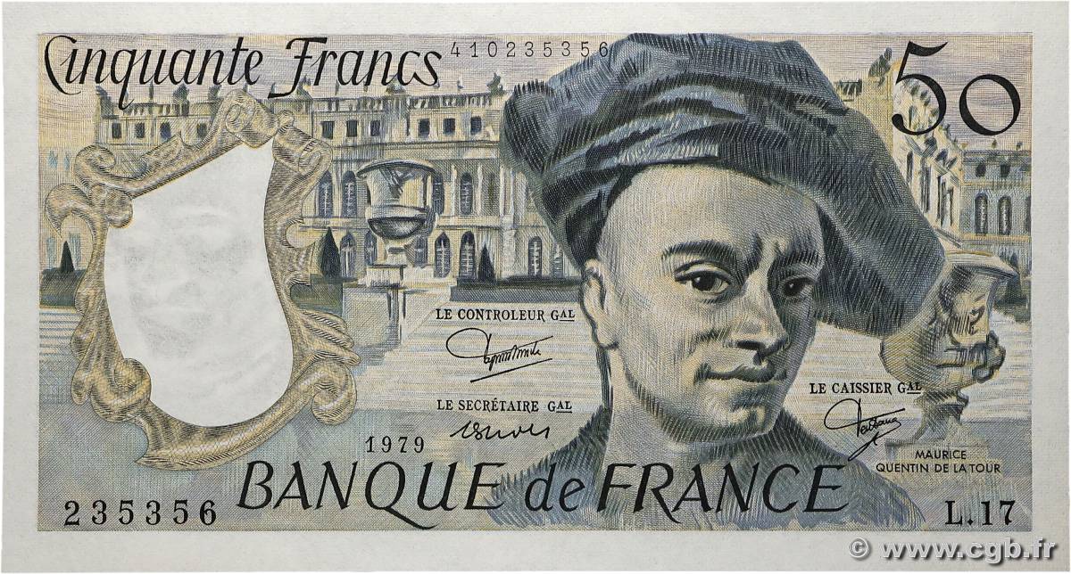 50 Francs QUENTIN DE LA TOUR FRANCE  1979 F.67.05 AU+