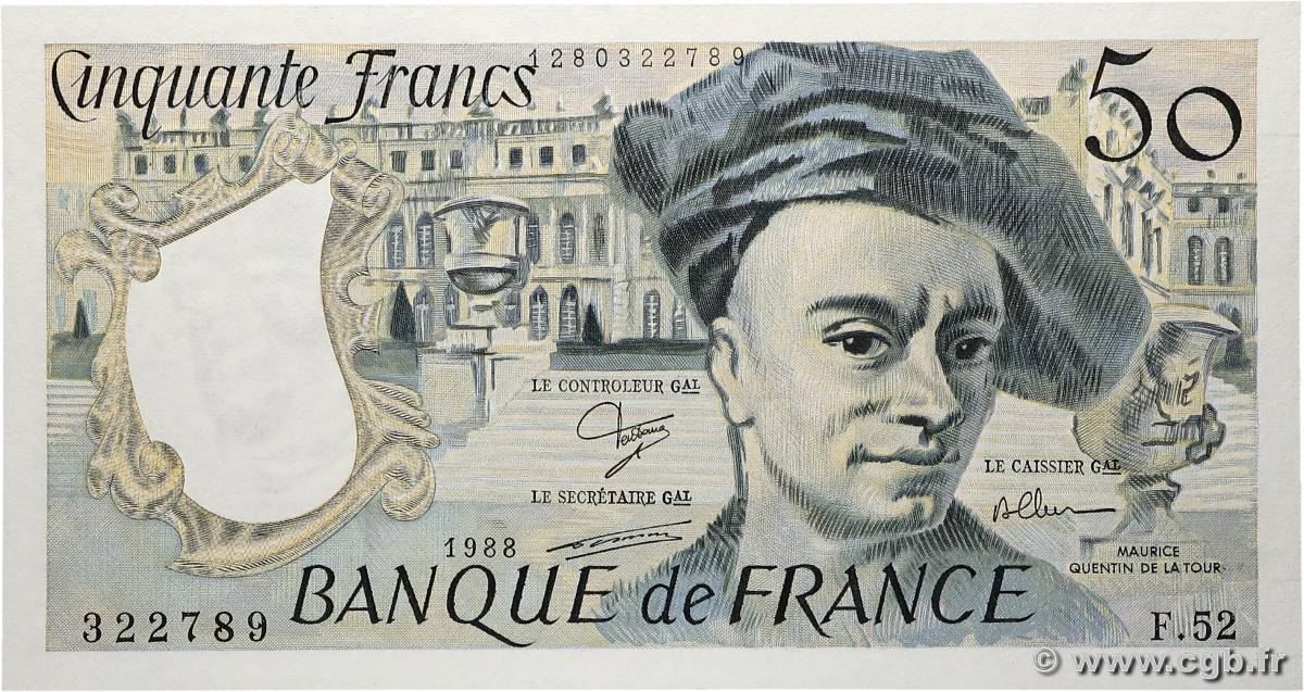 50 Francs QUENTIN DE LA TOUR FRANCE  1988 F.67.14 UNC