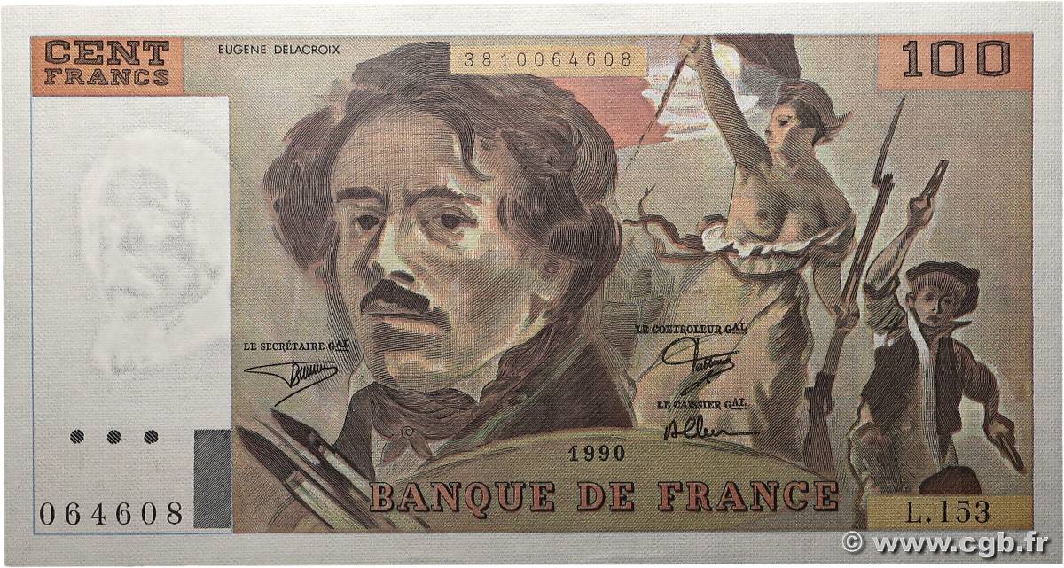 100 Francs DELACROIX imprimé en continu FRANCE  1990 F.69bis.02a NEUF