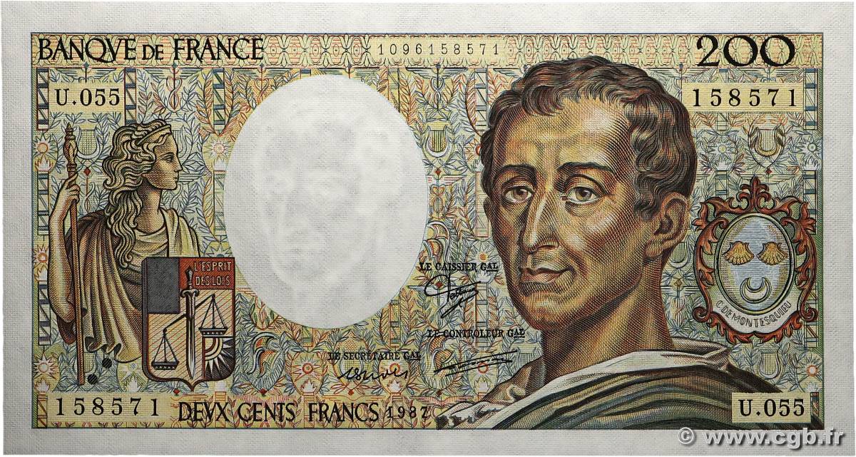 200 Francs MONTESQUIEU FRANCE  1987 F.70.07 NEUF