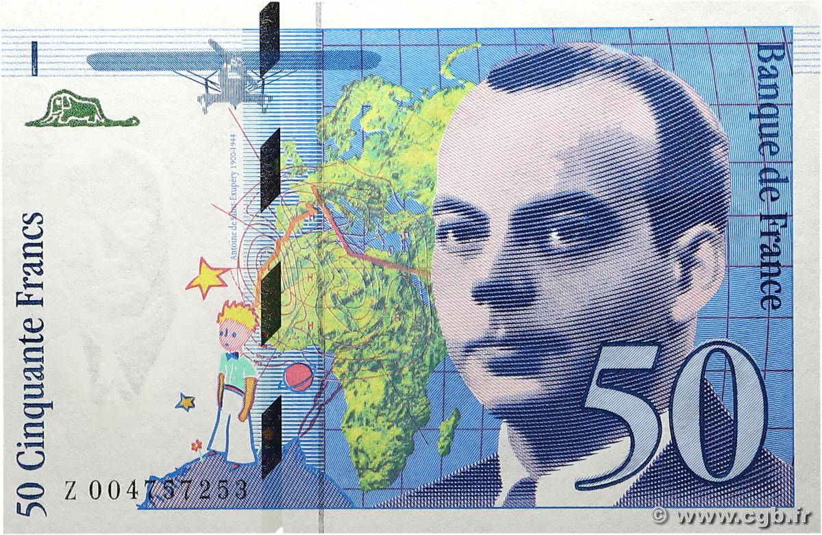 50 Francs SAINT-EXUPÉRY FRANCE  1992 F.72.01b UNC