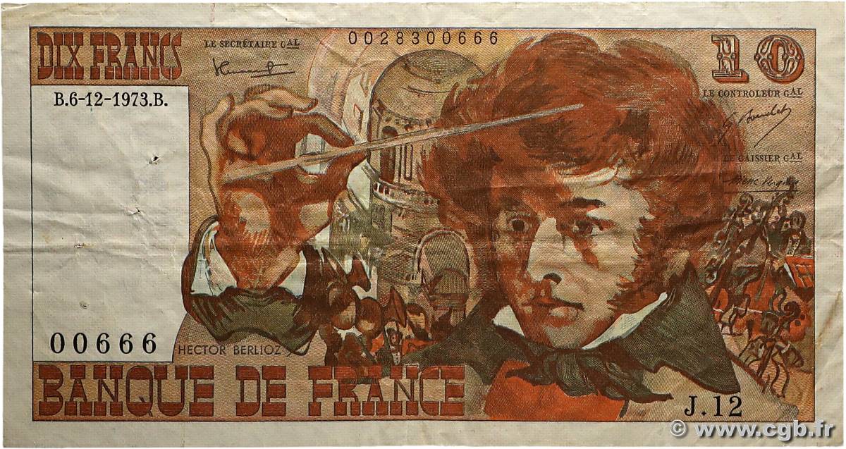 10 Francs BERLIOZ Numéro spécial FRANCE  1973 F.63.02 TB