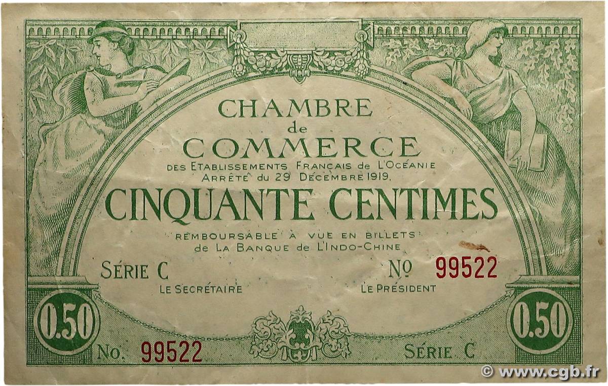 50 Centimes OCÉANIE  1919 P.02b TTB