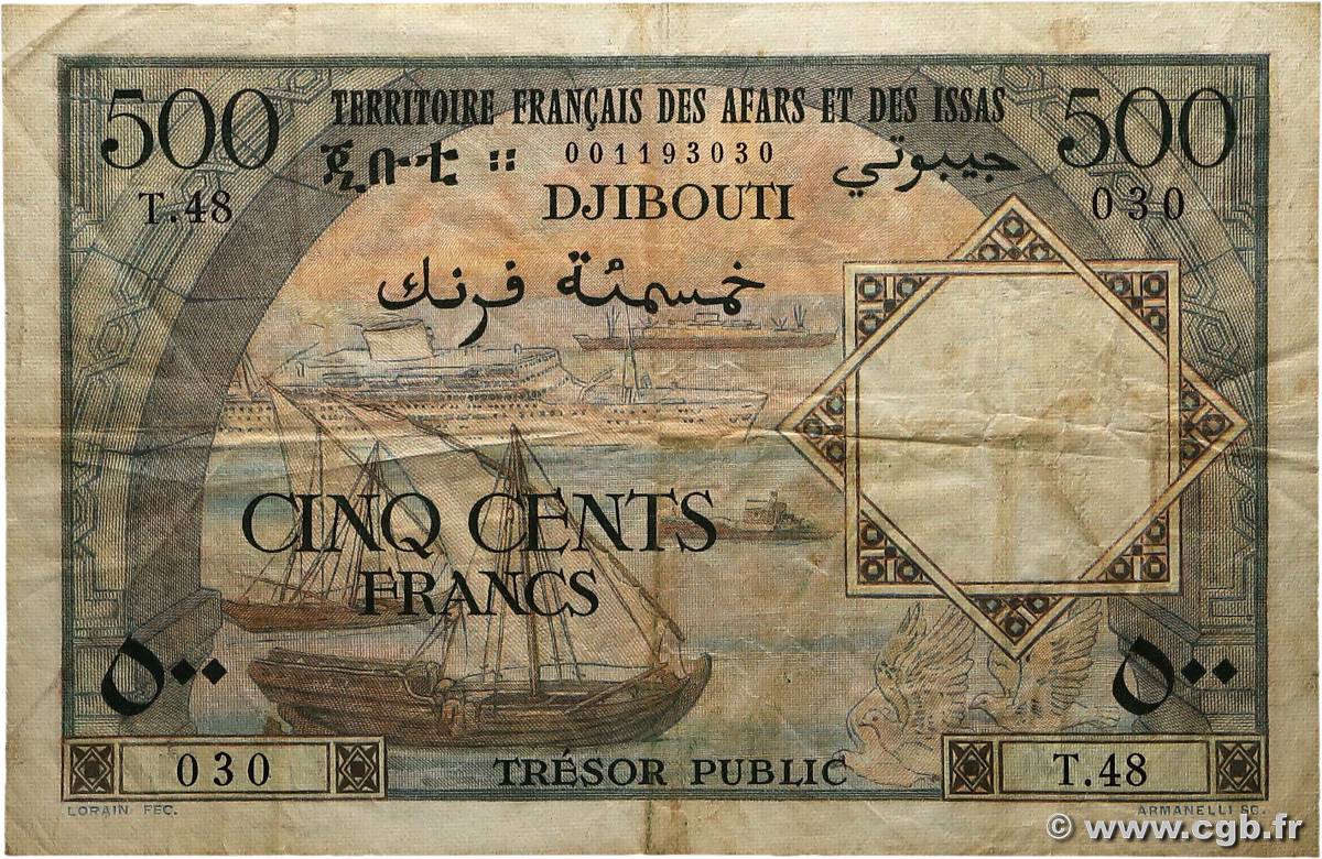 500 Francs AFARS ET ISSAS  1973 P.31 TB
