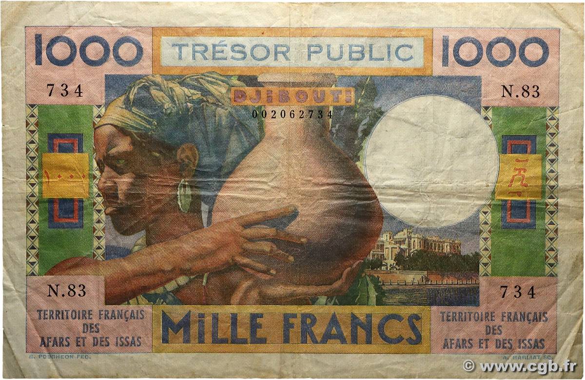 1000 Francs AFARS ET ISSAS  1974 P.32 TB