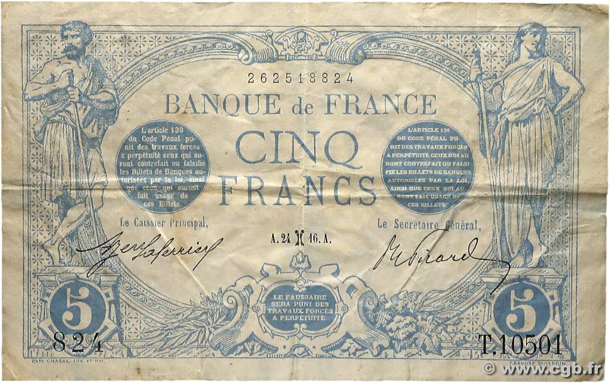 5 Francs BLEU FRANCE  1916 F.02.36 F