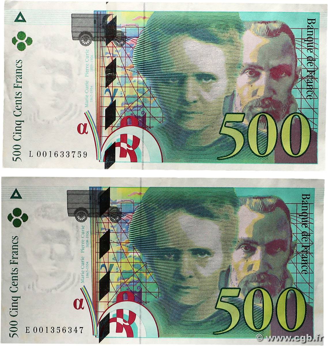 500 Francs PIERRE ET MARIE CURIE Lot FRANCIA  1994 F.76.01 MBC
