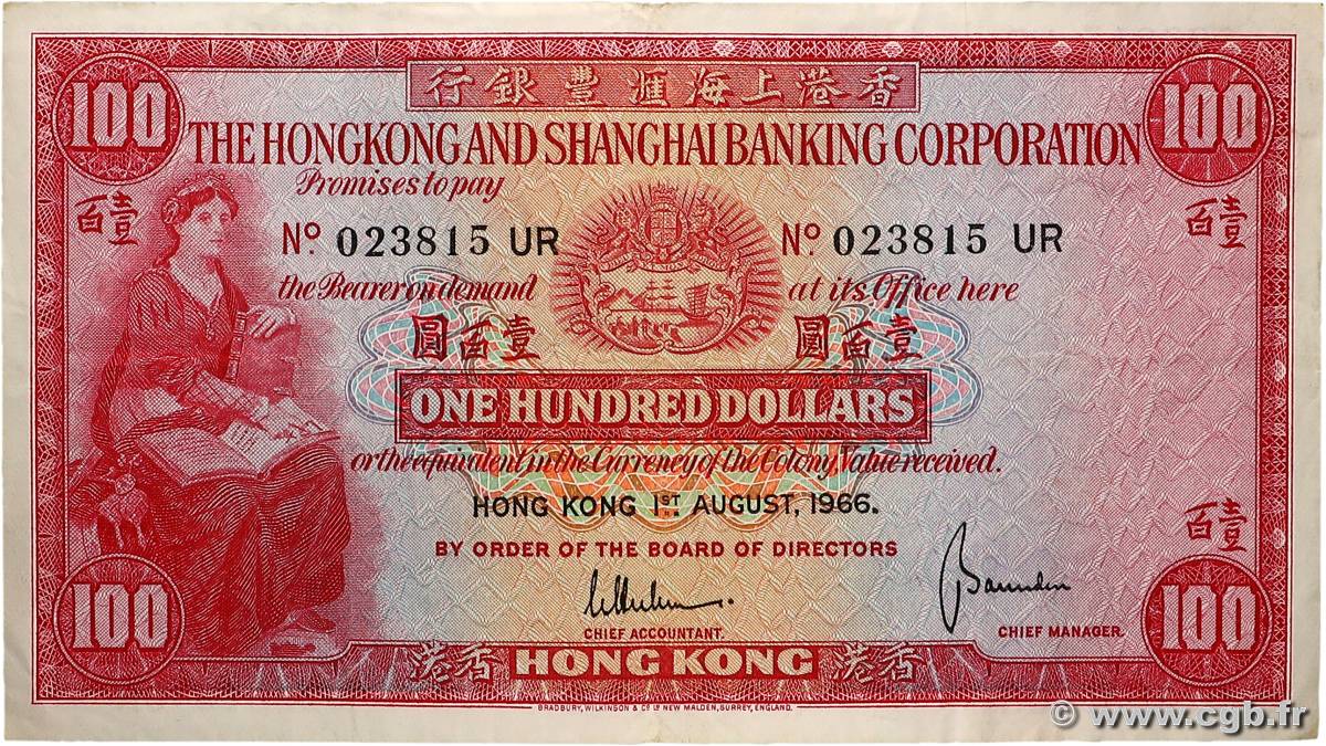 100 Dollars HONG KONG  1966 P.183b TB+