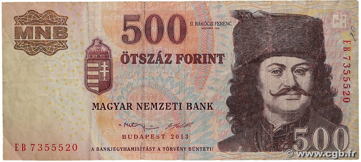 500 Forint HONGRIE  2013 P.196e TB