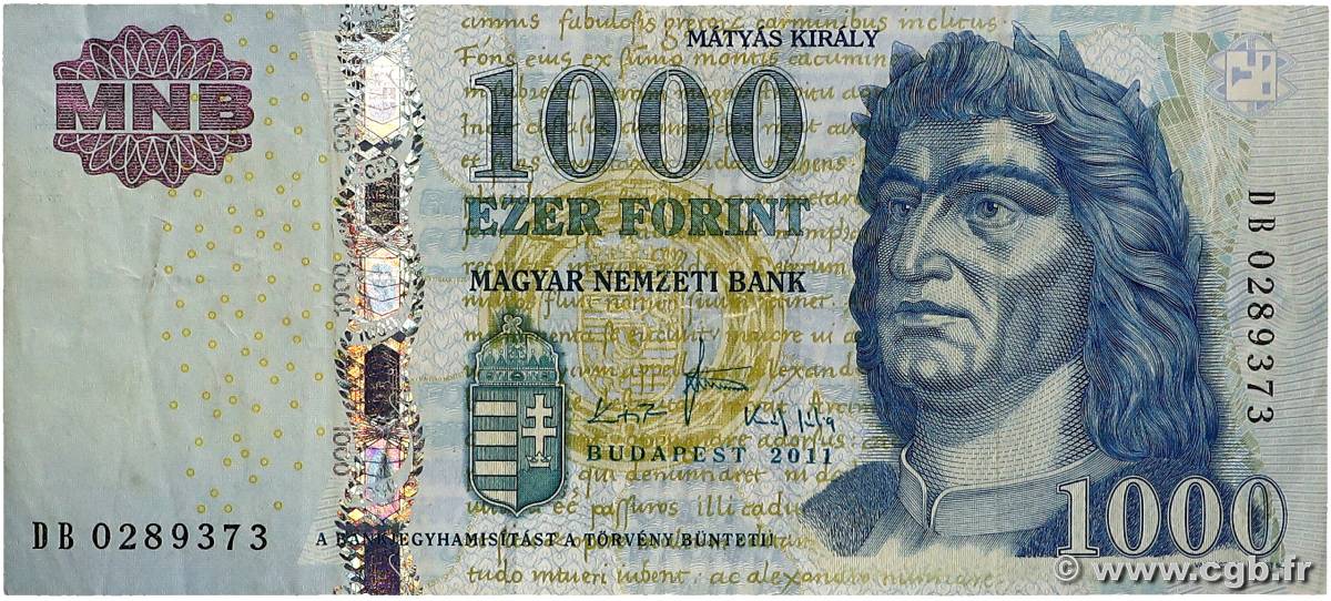 1000 Forint HONGRIE  2011 P.197c TB+