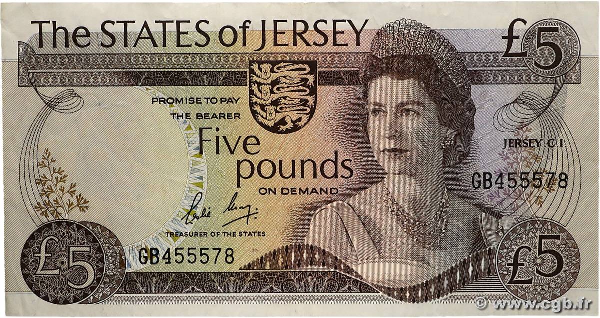5 Pounds JERSEY  1983 P.12b VF