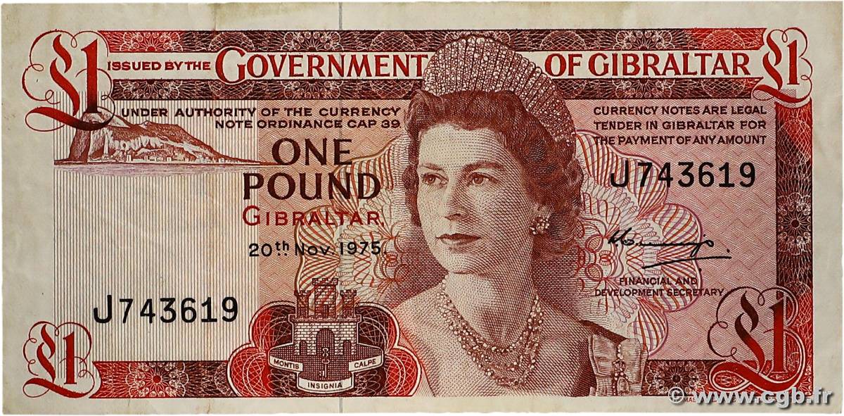 1 Pound GIBRALTAR  1975 P.20a TB+