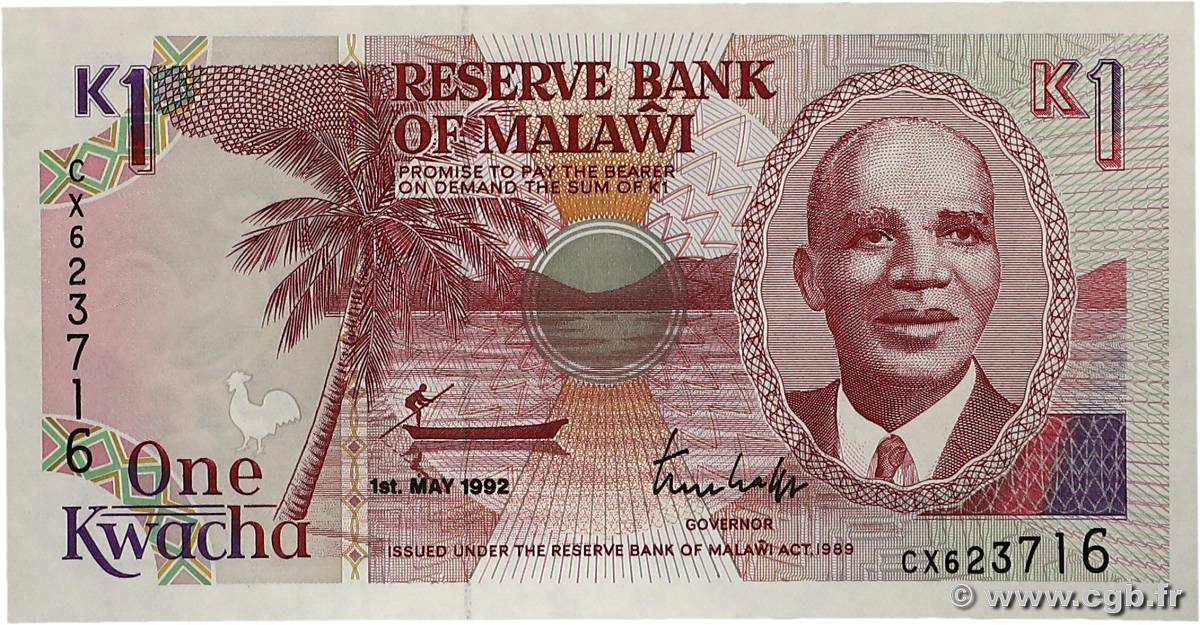 1 Kwacha MALAWI  1992 P.23b UNC