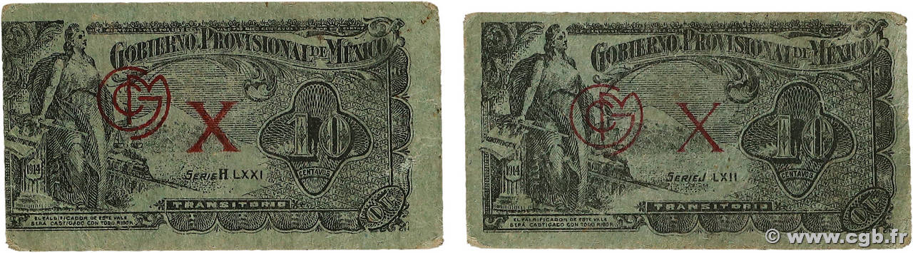 10 Centavos Lot MEXIQUE  1915 PS.0698 SUP