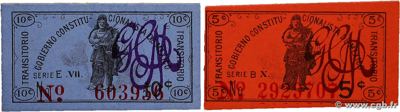 5 et 10 Centavos Lot MEXIQUE  1915 PS.0681a et PS.0683a SUP