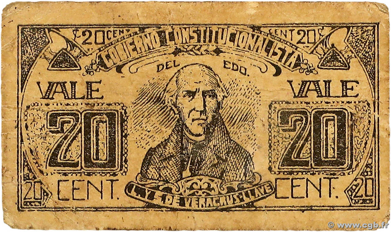 20 Centavos MEXICO Veracruz 1915 PS.1096 VF