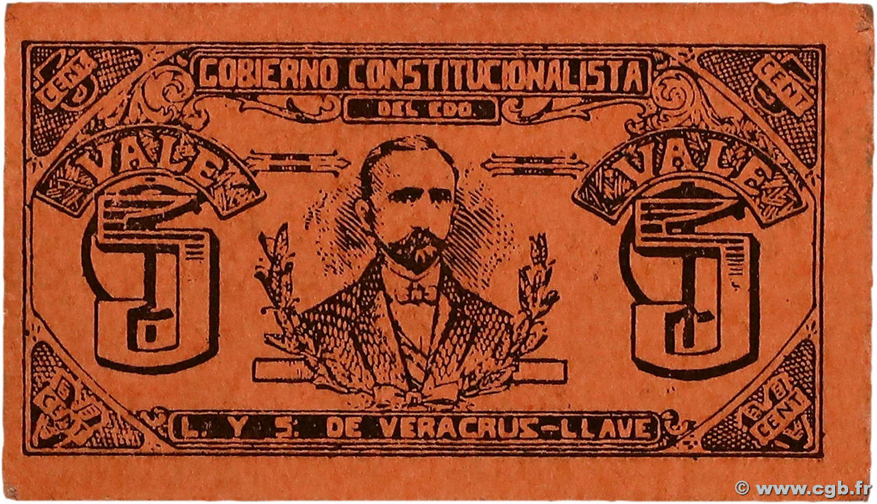 5 Centavos MEXIQUE Veracruz 1915 PS.1094 TTB+