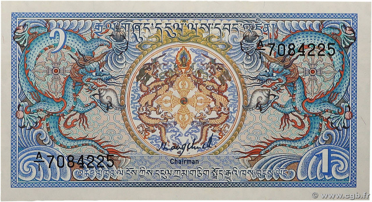 1 Ngultrum BHUTAN  1986 P.12a UNC-