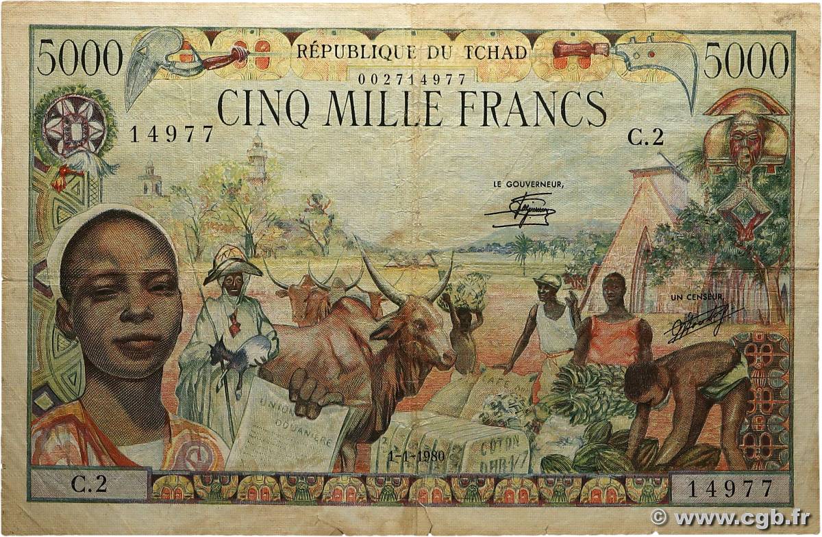 5000 Francs type 1962 Modifié CIAD  1980 A.284a q.MB