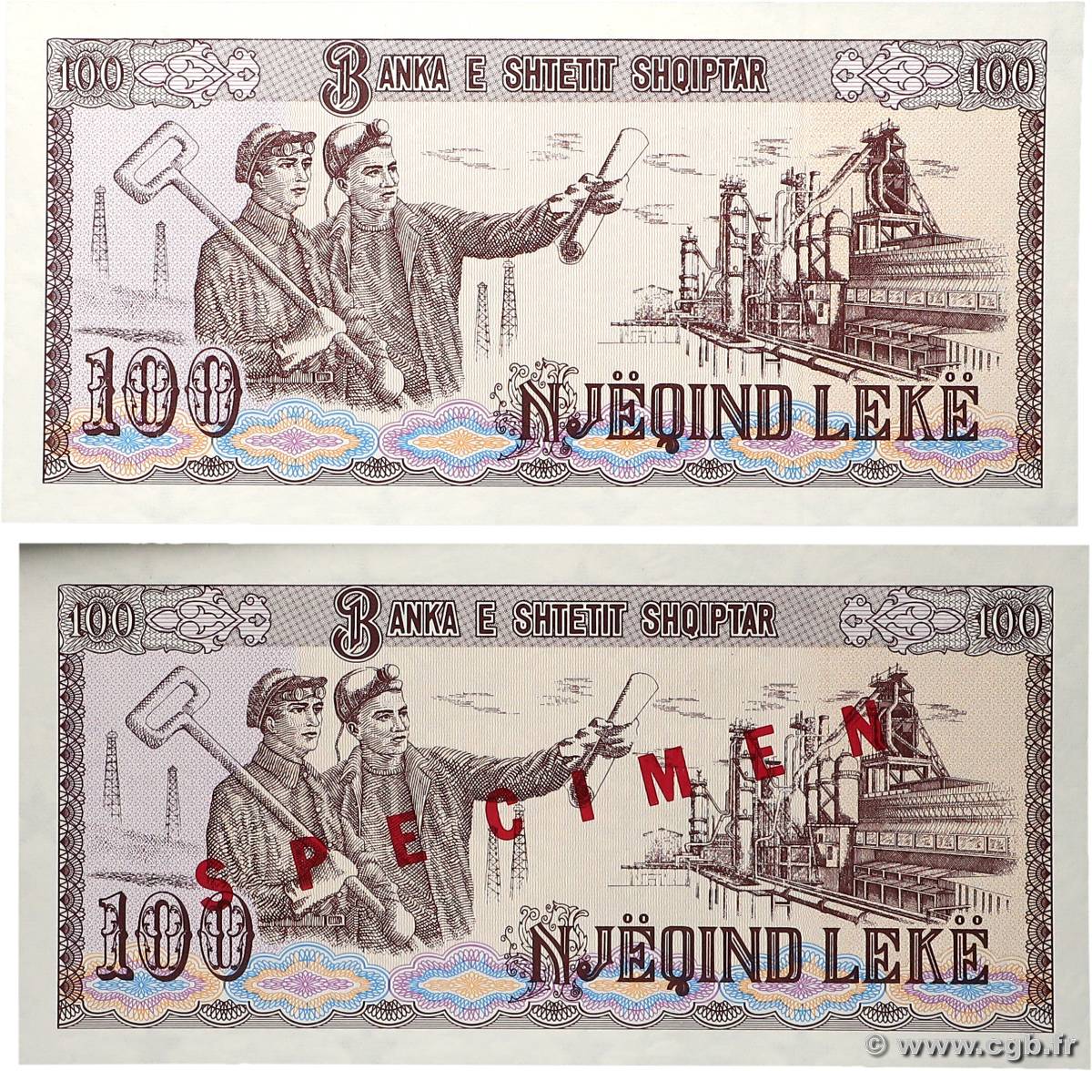 100 Lekë Lot ALBANIE  1991 P.47s et P.47a NEUF