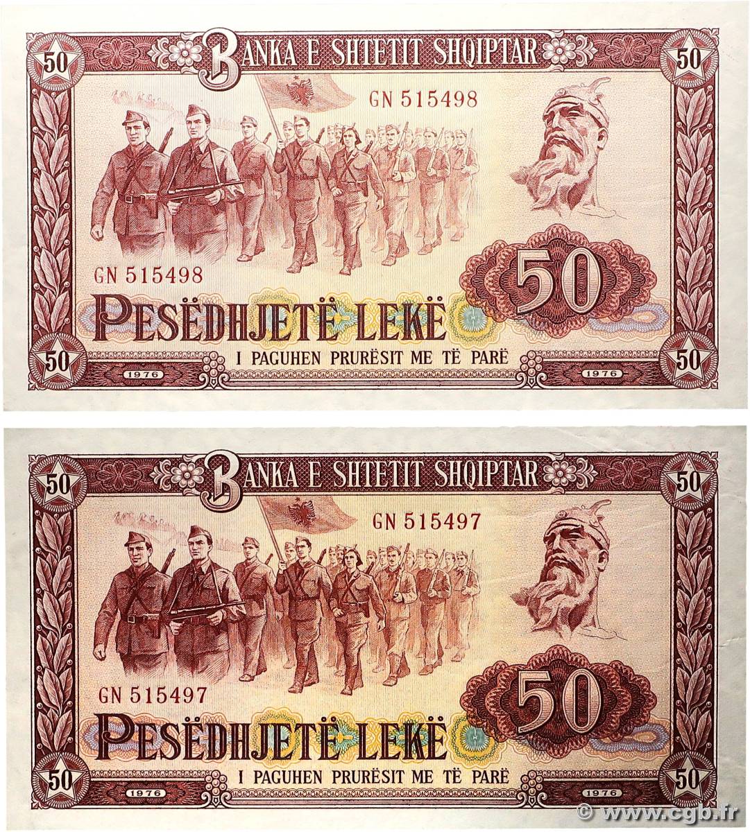50 Lekë Consécutifs ALBANIE  1976 P.45c NEUF