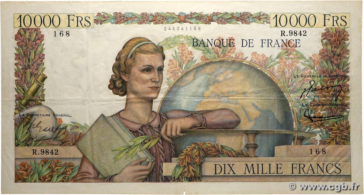 10000 Francs GÉNIE FRANÇAIS FRANCE  1955 F.50.76 TTB
