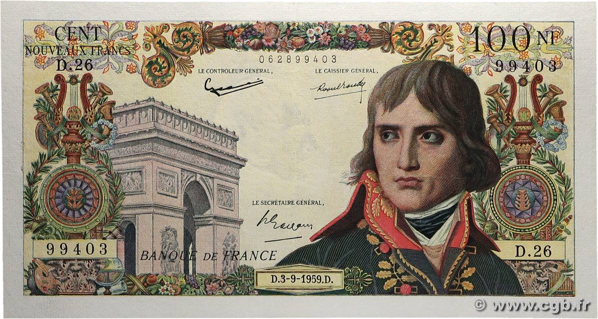 100 Nouveaux Francs BONAPARTE FRANCE  1959 F.59.03 TTB