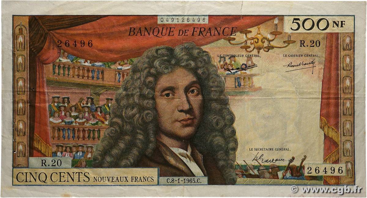 500 Nouveaux Francs MOLIÈRE FRANCIA  1965 F.60.08 q.BB