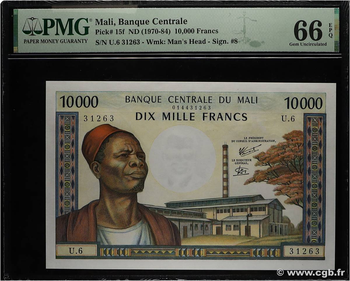 10000 Francs MALI  1973 P.15f UNC