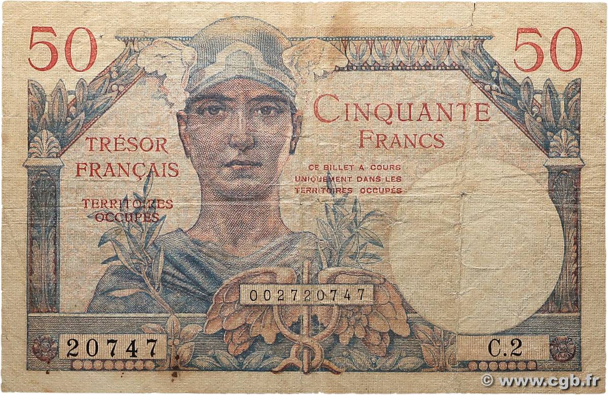 50 Francs TRÉSOR FRANÇAIS FRANCE  1947 VF.31.02 VG