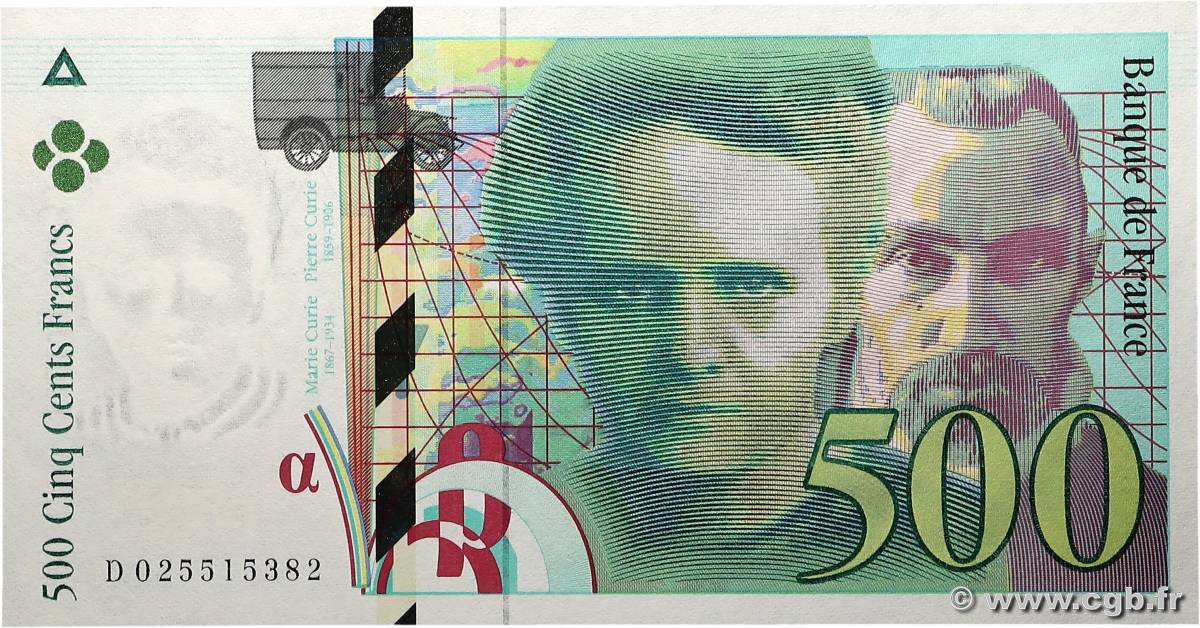 500 Francs PIERRE ET MARIE CURIE FRANCE  1994 F.76.01 UNC