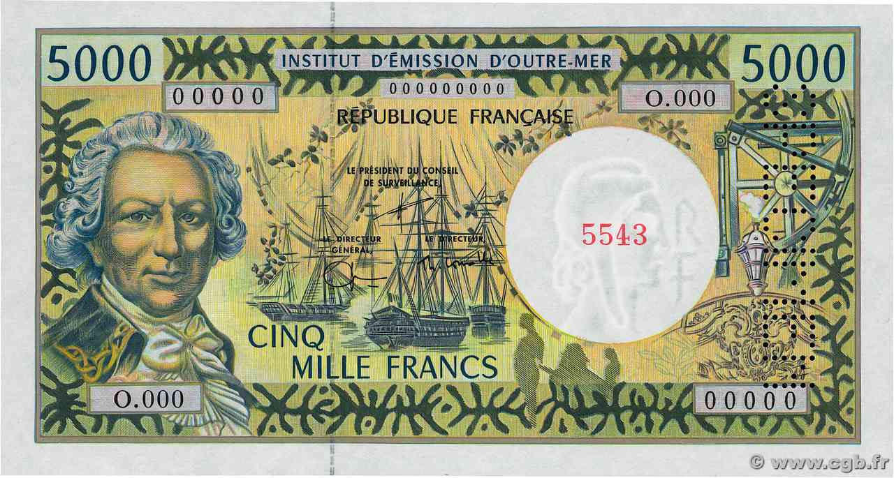 5000 Francs Spécimen POLYNÉSIE, TERRITOIRES D OUTRE MER  2005 P.03gs NEUF