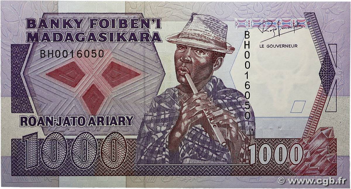1000 Francs - 200 Ariary MADAGASCAR  1988 P.072b SUP