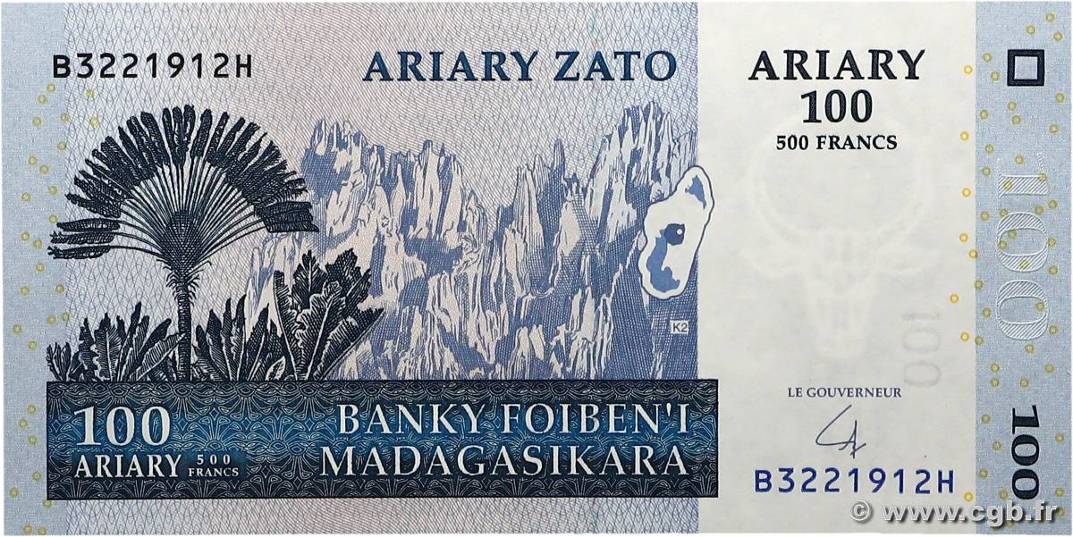 500 Francs - 100 Ariary MADAGASCAR  2004 P.086b UNC
