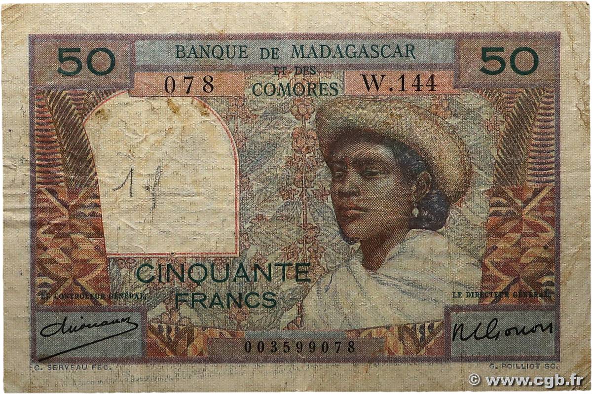 50 Francs MADAGASCAR  1950 P.045a B+