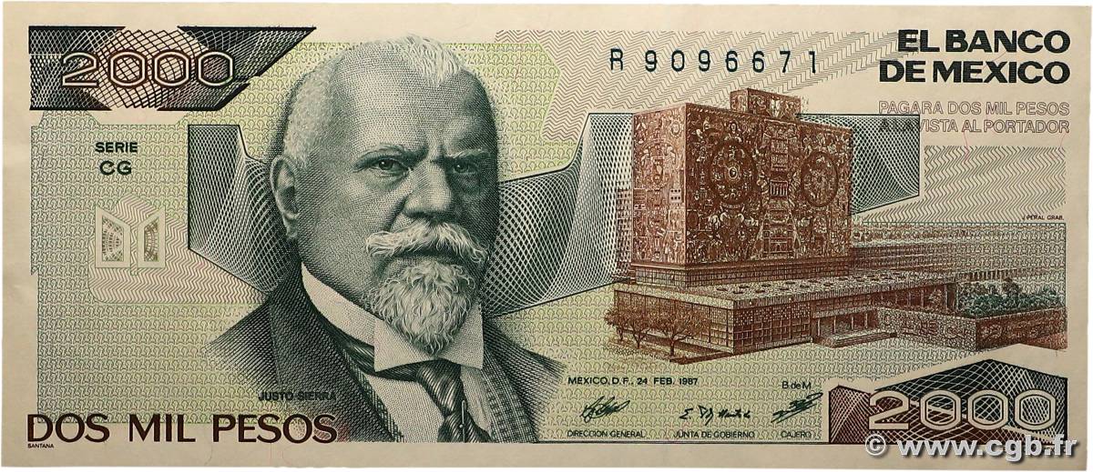 2000 Pesos MEXIQUE  1987 P.086b SUP