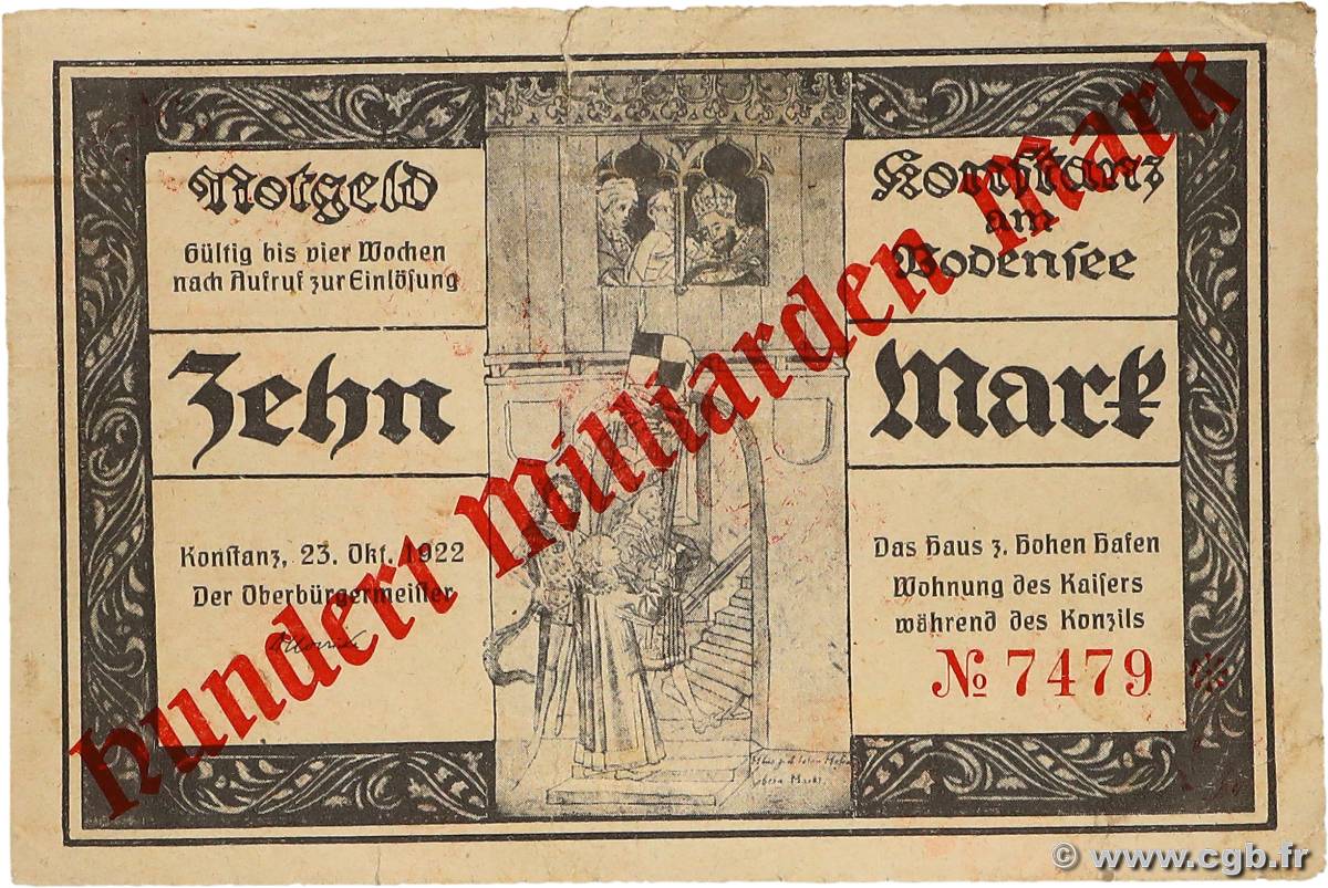 10 Milliarden Mark / 10 Mark ALLEMAGNE Constance (Konstanz) 1923  B