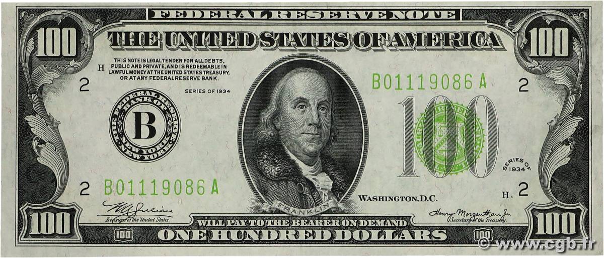 100 Dollars STATI UNITI D AMERICA New York 1934 P.433 SPL+