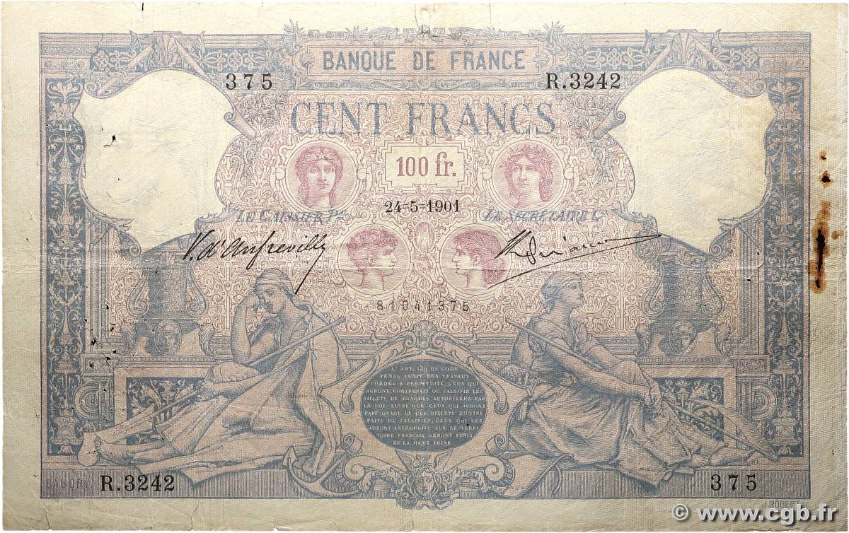 100 Francs BLEU ET ROSE FRANCE  1901 F.21.15 VG