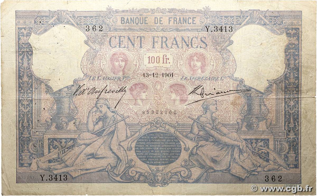 100 Francs BLEU ET ROSE FRANCE  1901 F.21.15 VG