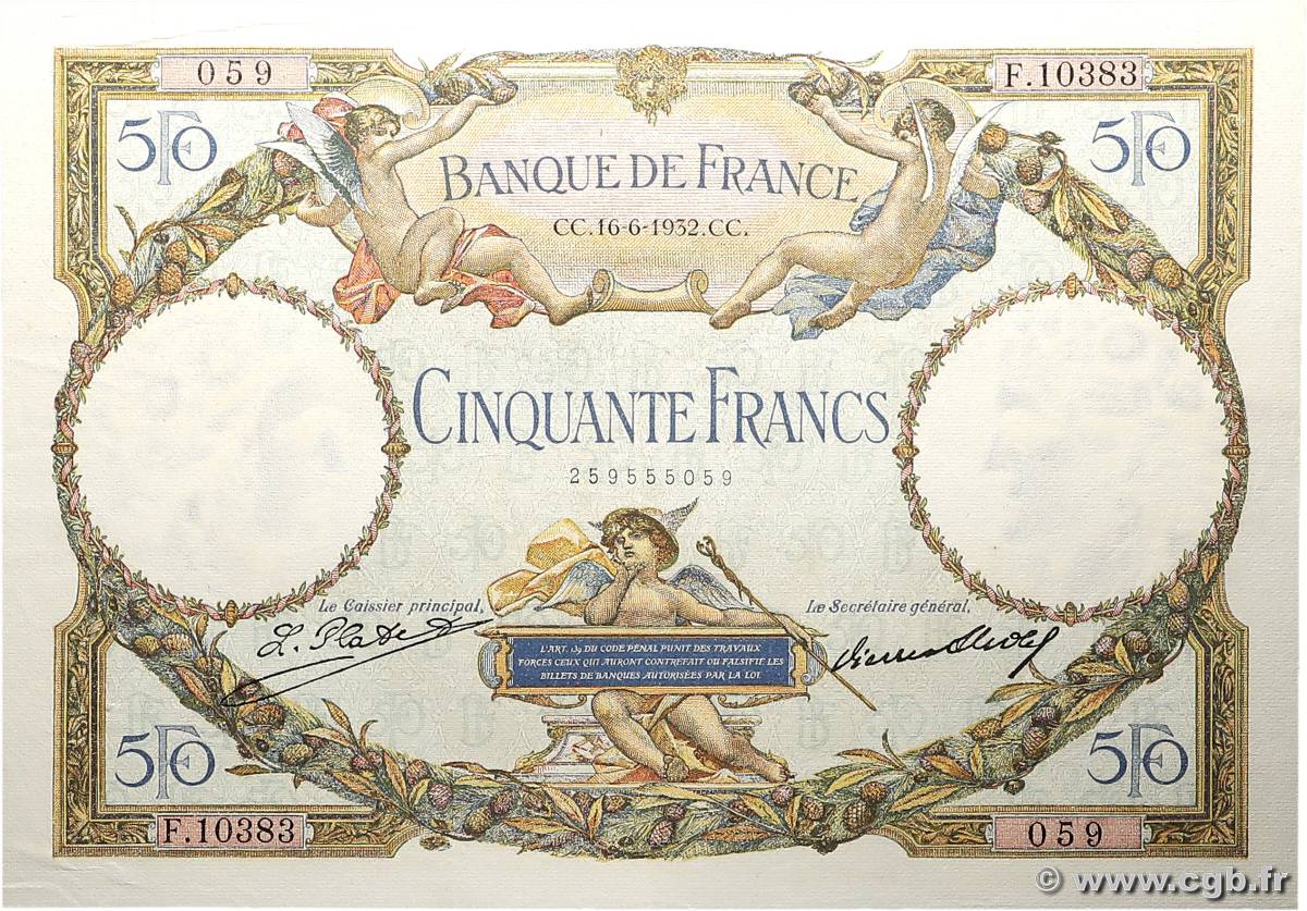 50 Francs LUC OLIVIER MERSON type modifié FRANCE  1932 F.16.03 XF