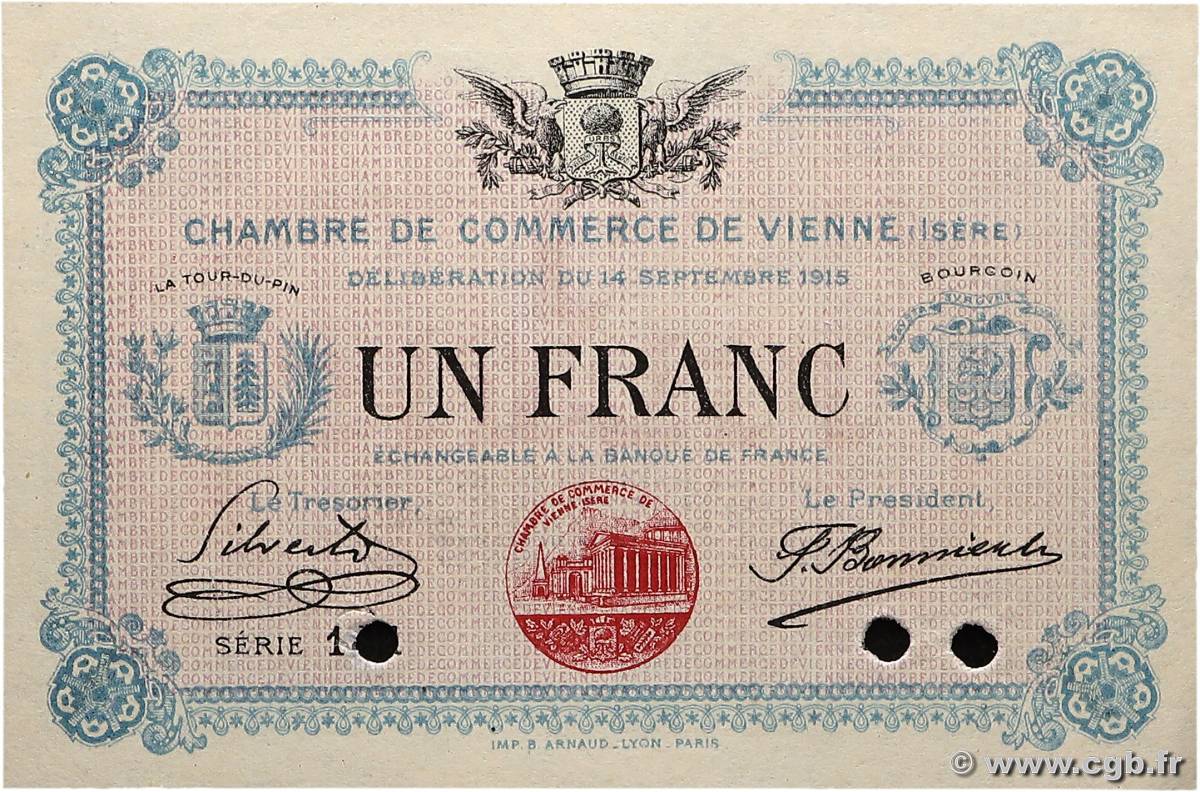 1 Franc Spécimen FRANCE régionalisme et divers Vienne 1915 JP.128.07 NEUF