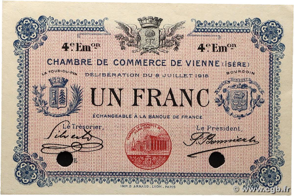 1 Franc Spécimen FRANCE regionalism and miscellaneous Vienne 1918 JP.128.24 UNC