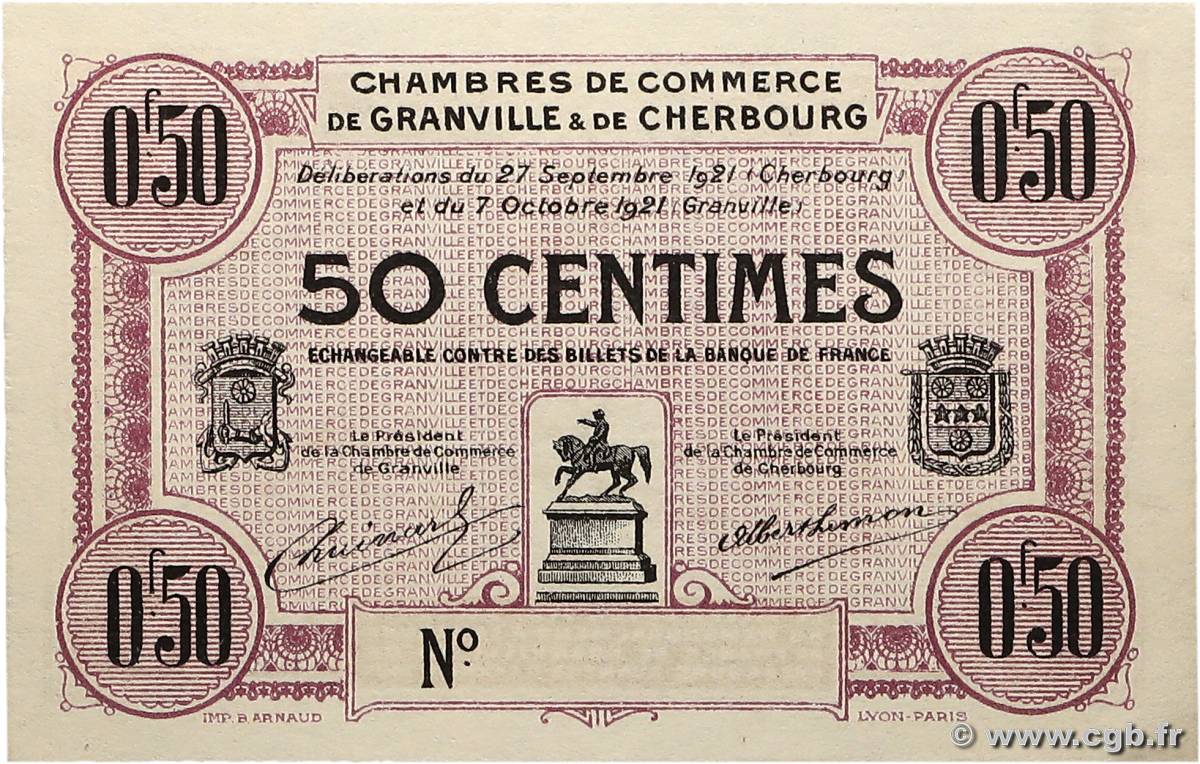 50 Centimes Spécimen FRANCE regionalism and miscellaneous Granville et Cherbourg 1921 JP.061.07 UNC