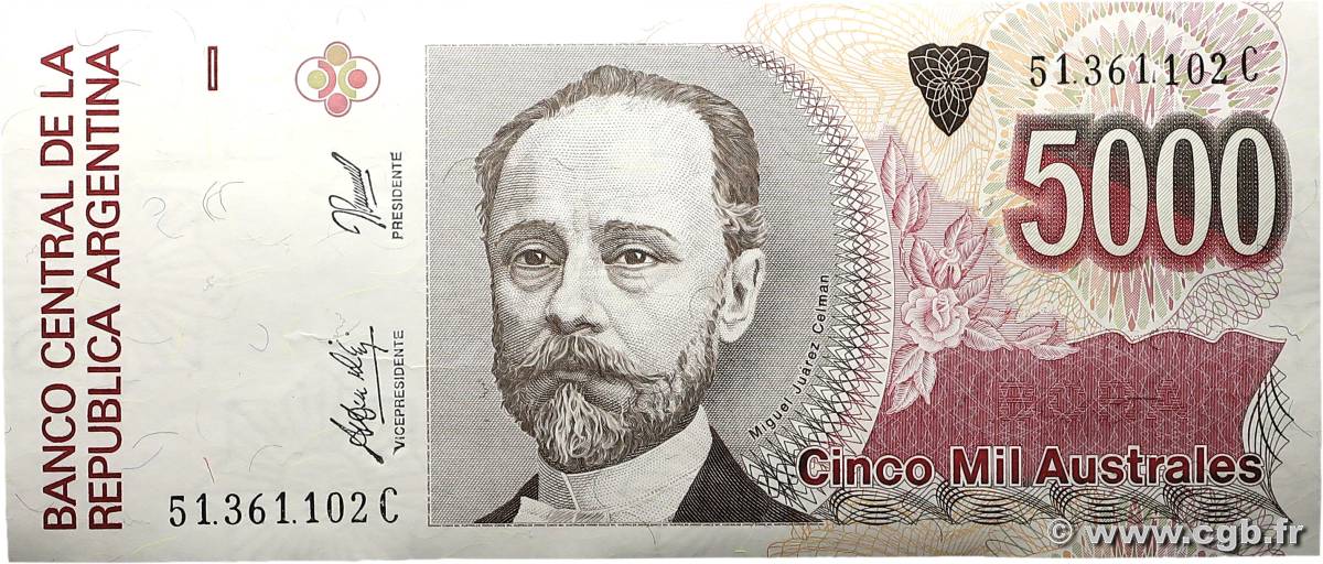 5000 Australes ARGENTINIEN  1989 P.330e ST