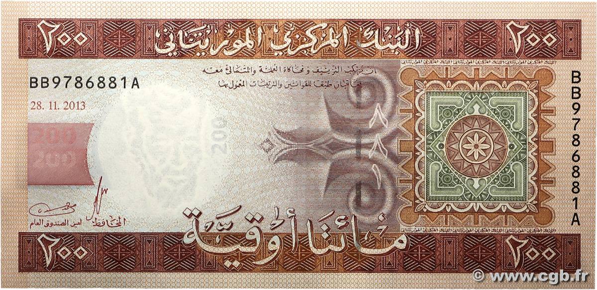 200 Ouguiya MAURITANIE  2013 P.17 NEUF