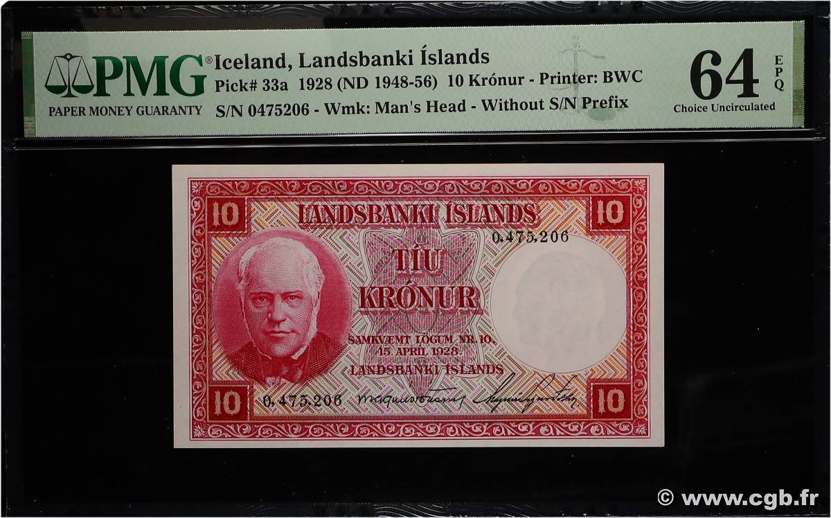 10 Kronur ISLANDE  1948 P.33a pr.NEUF