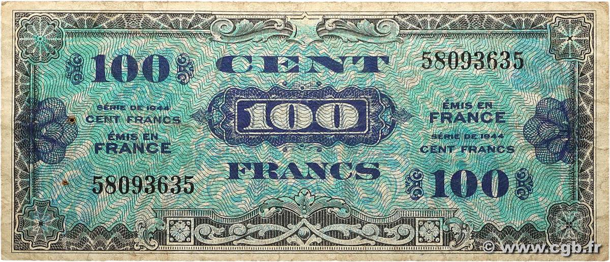 100 Francs DRAPEAU FRANCE  1944 VF.20.01 B+
